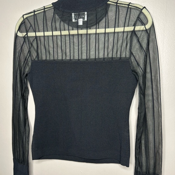 Milly Black Sheer mock neck long Sleeve Top size s - Picture 7 of 15